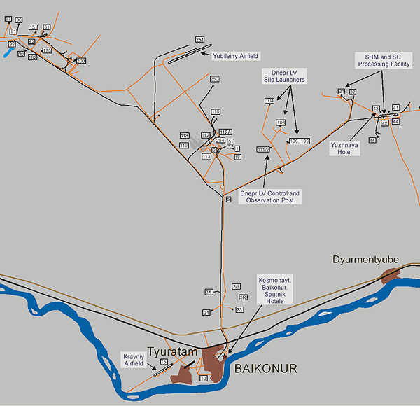 Baikonur Cosmodrome, Courtesy of Kosmotras and Anatoly Zak/RussianSpaceWeb.com